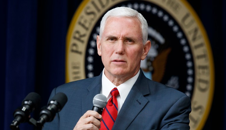 Following Trump's 40-minute speech before world leaders, Pence left Manhattan and flew out of LaGuardia Airport on Long Island to Washington. (AP Photo/Evan Vucci, File)