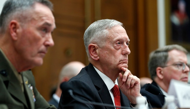 Mattis defended the budget plan, saying the Pentagon will shore up existing forces before giving lawmakers the buildup they want. (AP Photo/Alex Brandon)