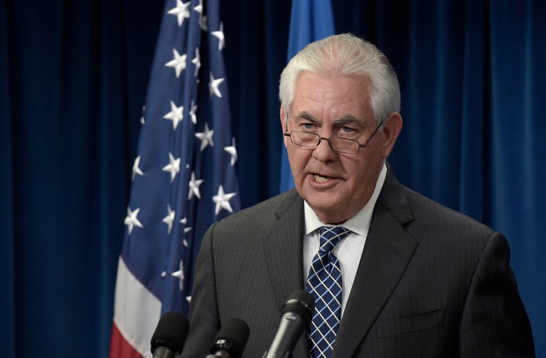 The environmental group says former Exxon Mobil CEO Rex Tillerson has a conflict of interest on the Keystone XL oil pipeline approval. (AP Photo/Susan Walsh)
