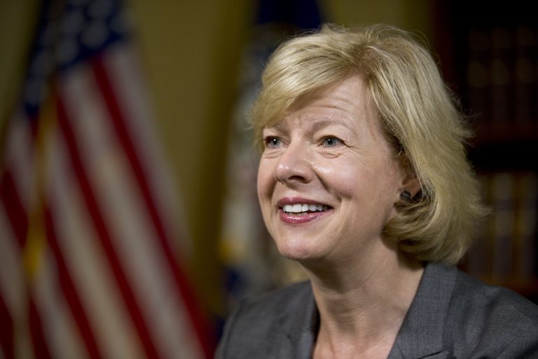Chuck Schumer knows he can count on Tammy Baldwin during the brawl. (AP Photo/Alex Brandon)