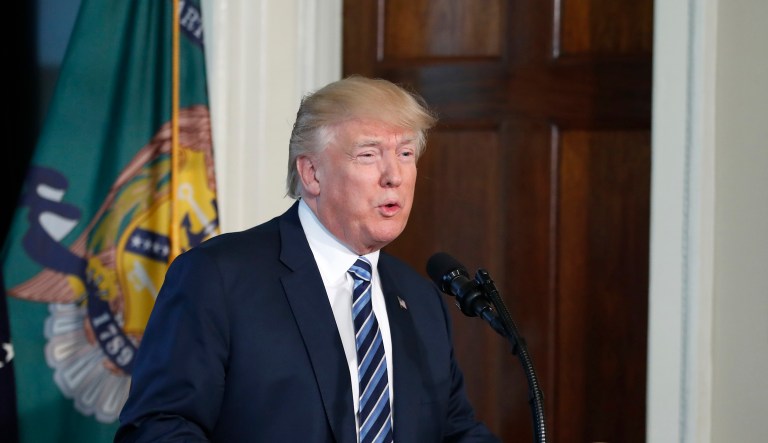 According to a new poll, 48 percent of voters have a favorable view of President Trump's tax reform blueprint. (AP Photo/Alex Brandon)
