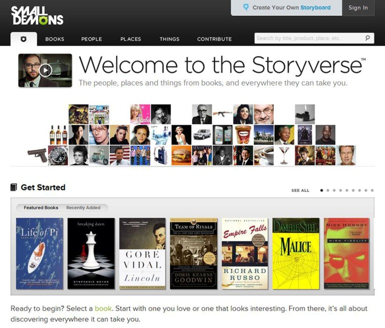   This computer image released by SmallDemons.com shows the home page of Small Demons, an encyclopedia and âStoryverseâ that catalogues names, places, songs, products and other categories for thousands of books. (AP Photo/SmallDemons.com)  