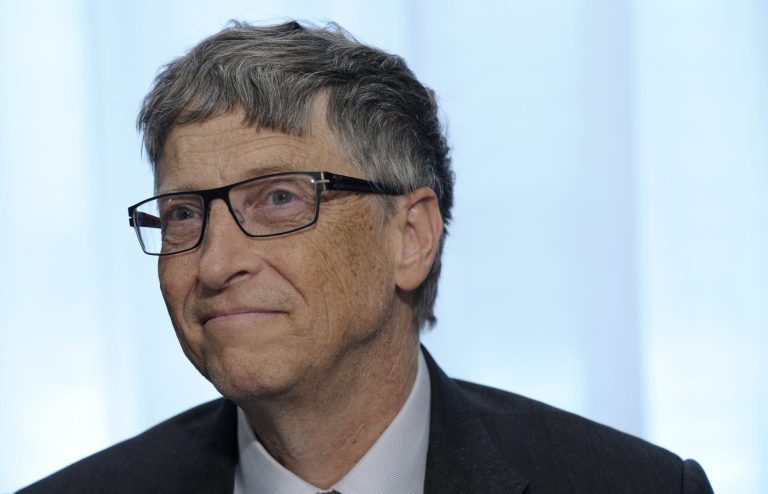 Bill Gates participates in a media availability on agricultural research, Thursday, March 13, 201, on Capitol Hill in Washington. (AP Photo/Susan Walsh)
