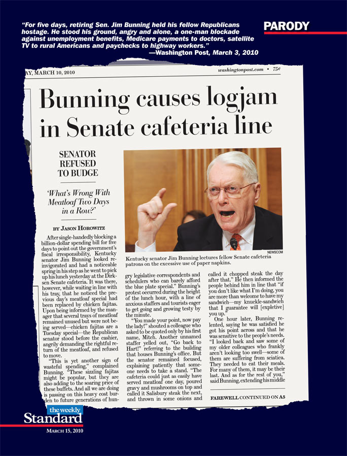 Senator Bunning Causes Logjam in Senate Cafeteria Line