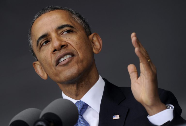 President Barack Obama delivering the commencement address to the U.S. Military Academy at West Point's Class of 2014, in West Point, N.Y., May 28, 2014. The president defended his foreign policy, declaring that the U.S. remains the world's most indispensable nation, but argued for restraint before embarking on more military adventures. (AP Photo/Susan Walsh)