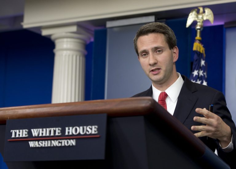 White House deputy press secretary Eric Schultz speaks during the daily news briefing at the White House in Washington, Friday, May 15, 2015. (AP Photo/Carolyn Kaster)