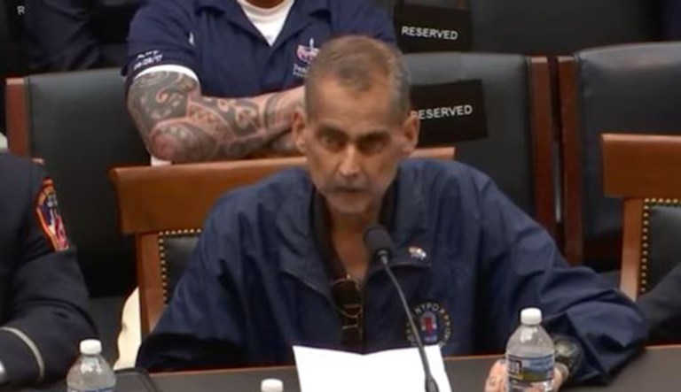 Luis Alvarez speaks during a hearing on compensation for first responders whose health was affected by the Sept. 11, 2001 terrorist attacks.