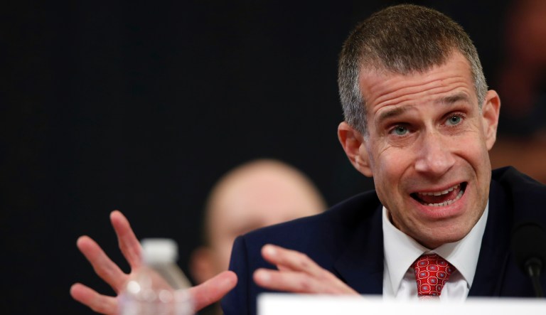 Republican staff attorney Steve Castor testifies as the House Judiciary Committee hears investigative findings in the impeachment inquiry of President Donald Trump, Monday, Dec. 9, 2019, on Capitol Hill in Washington.                                     