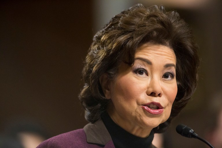 Transportation Secretary-designate Elaine Chao testifies on Capitol Hill in Washington, Wednesday, Jan. 11, 2017, at her confirmation hearing before the Senate Commerce, Science, and Transportation Committee. (AP Photo/Zach Gibson)