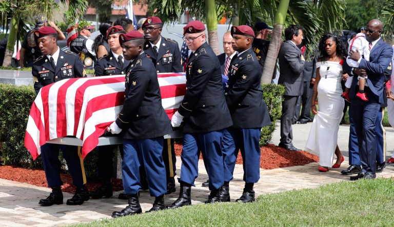 Nigerian military sources said they think fighters linked to the Islamic State decided to capture and kidnap Army Sgt. La David Johnson in an ambush that killed Johnson and three other U.S. soldiers last month. (Mike Stocker/South Florida Sun-Sentinel via AP)