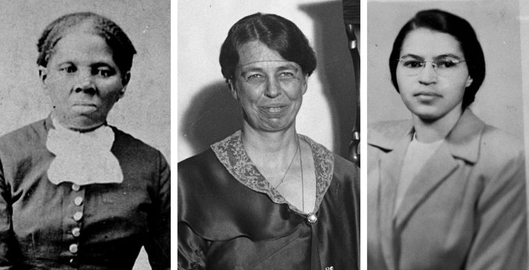 An online contest found Harriet Tubman (left) to the most popular choice to replace Jackson -- followed by Eleanor Roosevelt (center), then Rosa Parks. (Photos courtesy Library of Congress)