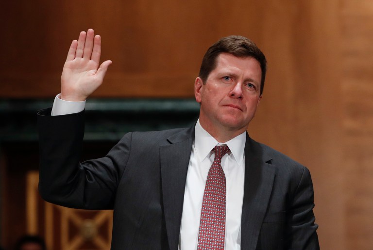 Securities and Exchange Commission Chairman nominee Jay Clayton took a step toward confirmation Tuesday despite Democrats' stiff opposition. 