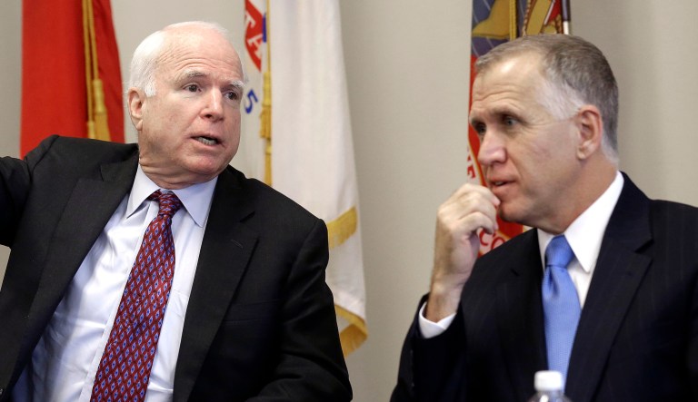 Sen. John McCain, R-Ariz., and Sen. Thom Tillis argued that more funding and resources would be required to fight ISIS in Africa. (AP Photo/Gerry Broome)