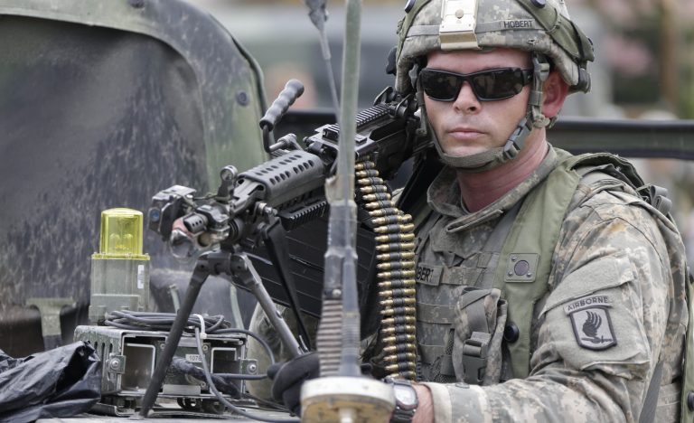 A US soldier takes part in an exercise called 