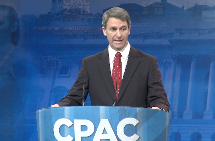 Republican Ken Cuccinelli bashes Democrat Terry McAuliffe while campaigning at CPAC