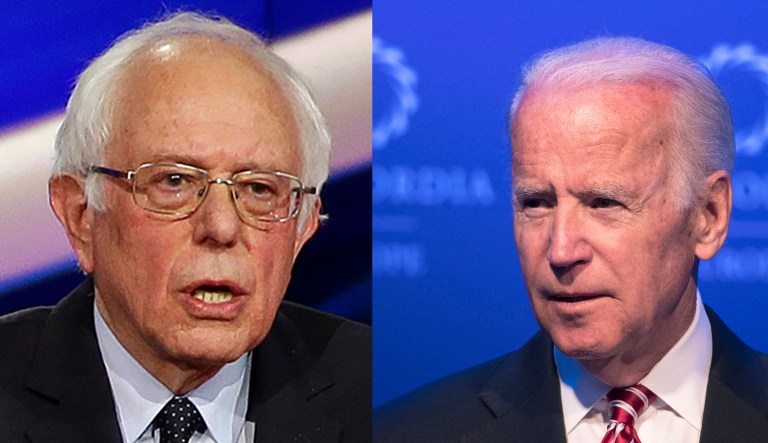 Former Vice President Joe Biden (pictured right) and Sen. Bernie Sanders, I-Vt. (pictured left), both septuagenarians, are the Democrats' best hope against President Trump in 2020, according to a survey by Public Policy Polling. (AP Photos)
