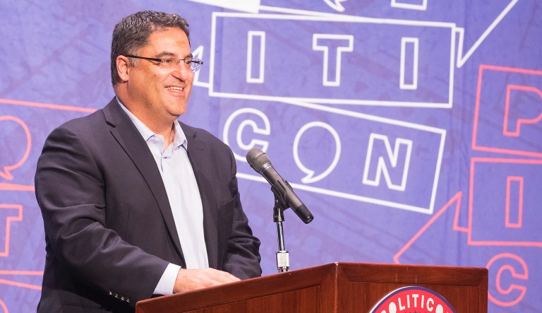 Cenk Uygur poses with the 2016 Vision award for "The Young Turks" at the 31st Annual Imagen Awards ceremony on Friday, Sept. 9, 2016, in Beverly Hills, CA.