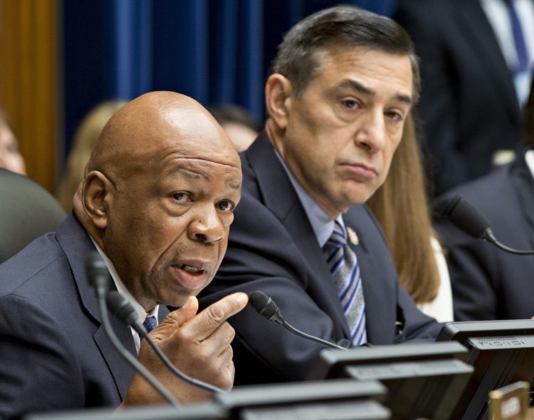Rep. Elijah Cummings, left, said he will provide a formal answer to House Oversight and Government Reform Committee Chairman Darrell Issa's claim that Cummings may have received confidential tax information on a conservative group from former IRS official Lois Lerner's attorney.ÃÂ (AP Photo/J. Scott Applewhite)