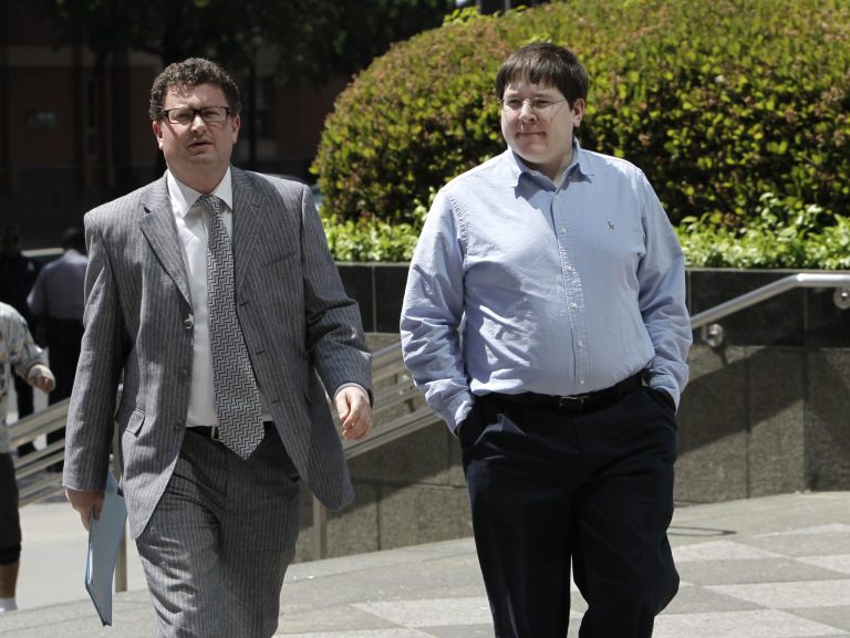 Matthew Keys, right, a social media editor, faced federal charges that he allegedly conspired with a hacker to deface the website of the Los Angeles Times. (AP Photo/Rich Pedroncelli)
