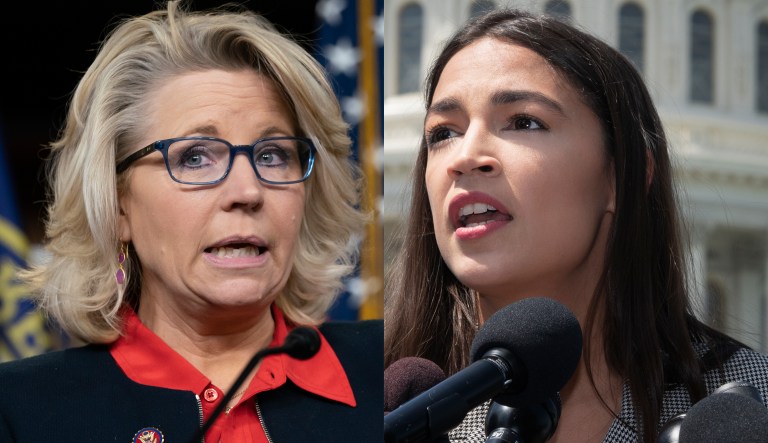 Pictured are Liz Cheney, left, and Alexandria Ocasio-Cortez, right.
