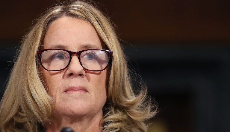Christine Blasey Ford arrives for a Senate Judiciary Committee hearing in Washington, D.C., U.S., on Thursday, Sept. 27, 2018. ChairmanÂ Chuck GrassleyÂ called for a "safe, comfortable and dignified" hearing Thursday on a sexual assault allegation againstÂ BrettÂ KavanaughÂ as the panel opened a historic hearing that promises to shape the Supreme Court's future and redefine the "Me Too" era.