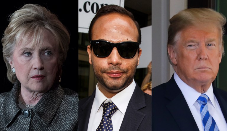 Hillary Clinton, George Papadopoulos, Donald Trump.