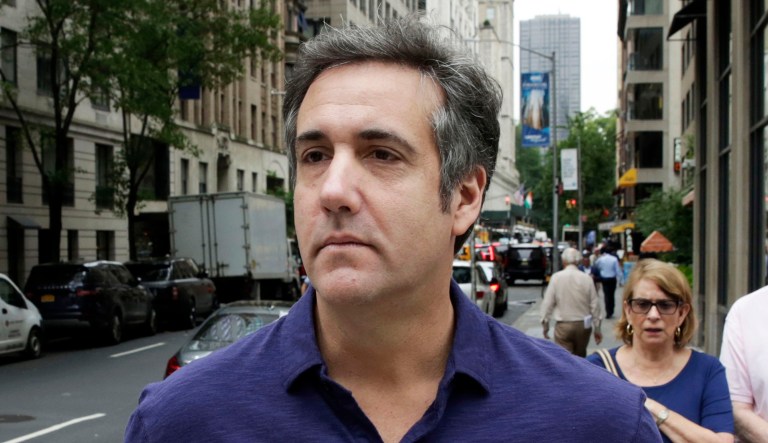 Michael Cohen, formerly a lawyer for President Trump, leaves his hotel in New York.