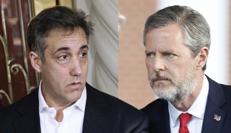 Michael Cohen (left) and Jerry Falwell Jr. (right) are pictured.