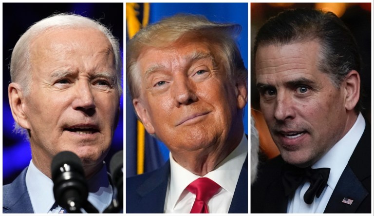Joe Biden, Donald Trump, and Hunter Biden.