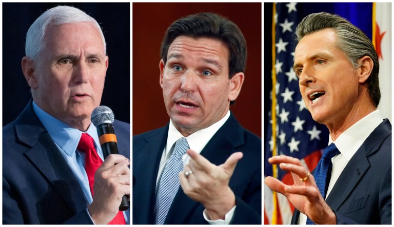 Vice President Mike Pence, Gov. Ron DeSantis (R-FL), and Gov. Gavin Newsom (D-CA)