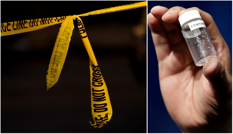 Police tape and fentanyl