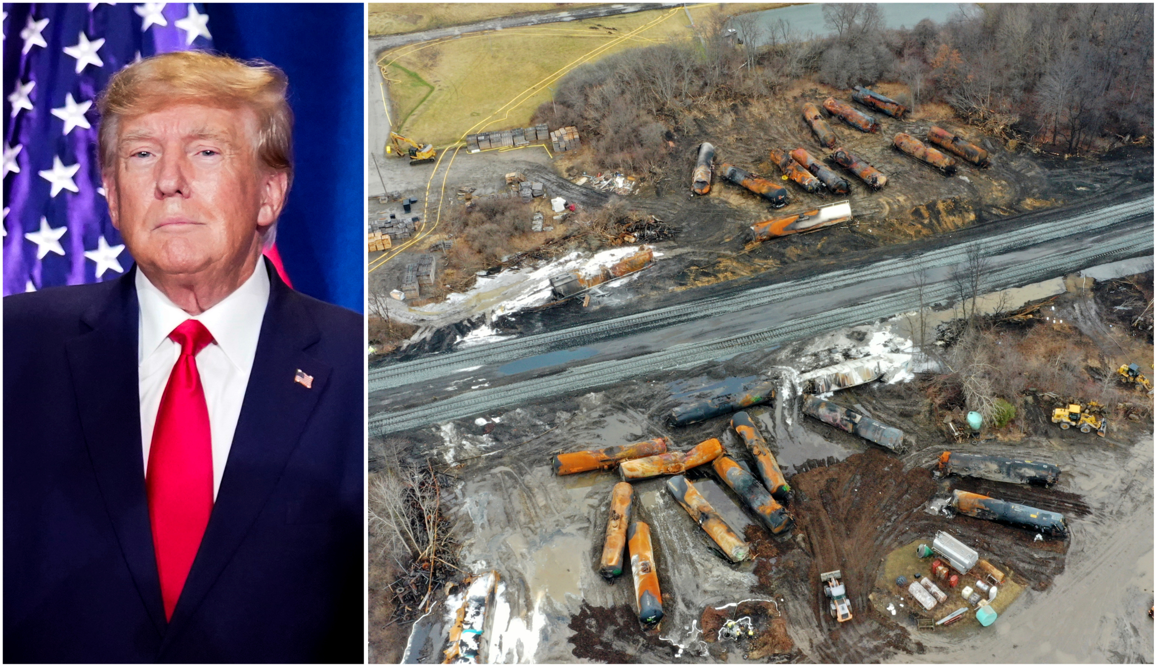 WATCH LIVE: Trump visits site of toxic train derailment in East Palestine, Ohio