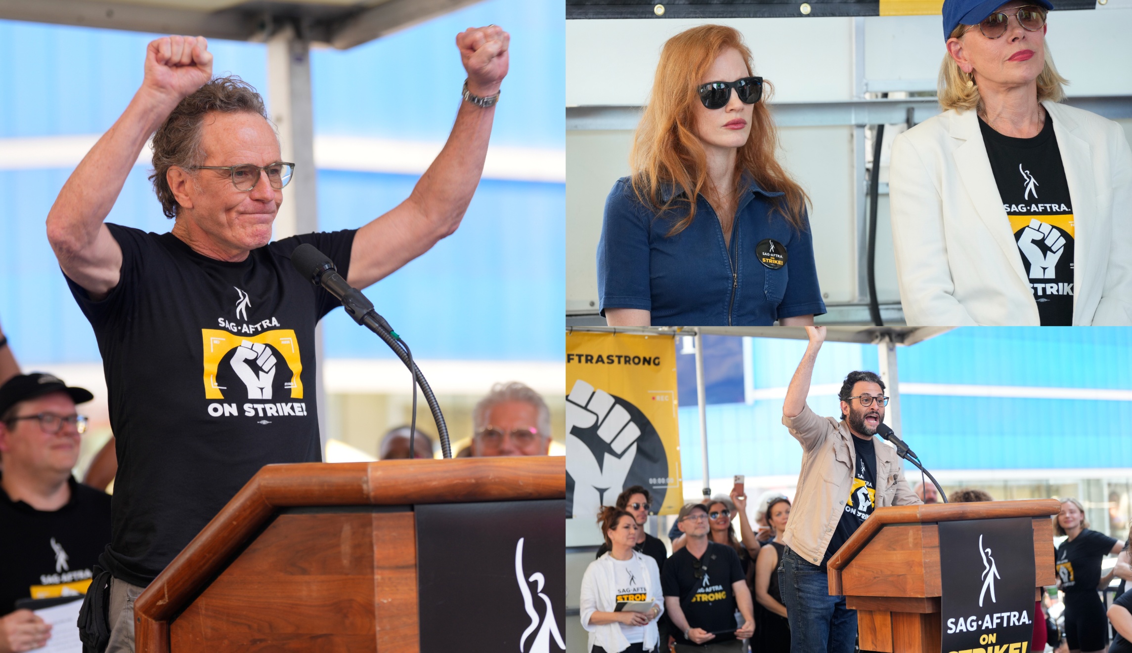 SAG-AFTRA strike: Bryan Cranston, Christine Baranski, Jessica Chastain, and others attend rally in Times Square