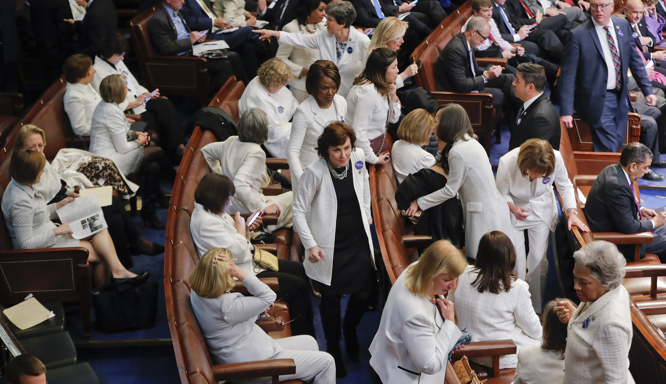 Female lawmakers urged to wear white to Trump’s State of the Union