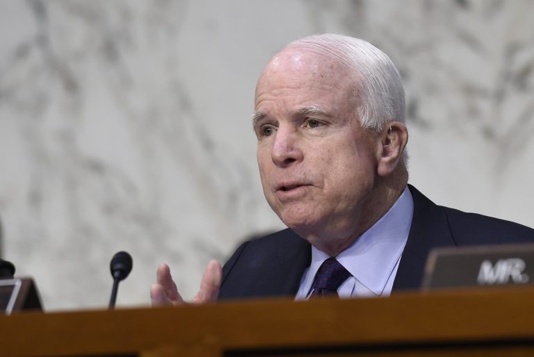 Senate Armed Services Committee Chairman Sen. John McCain criticized encryption technology in an editorial over the weekend, and renewed a call for legislation to prohibit it. (AP Photo/Susan Walsh)
