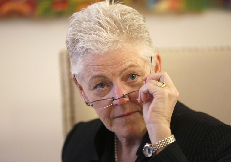 Environmental Protection Agency Administrator Gina McCarthy listens to reporters' questions during a meeting with media in the U.S. Ambassador to the Holy See residence in Rome earlier this year. (AP Photo/Alessandra Tarantino)