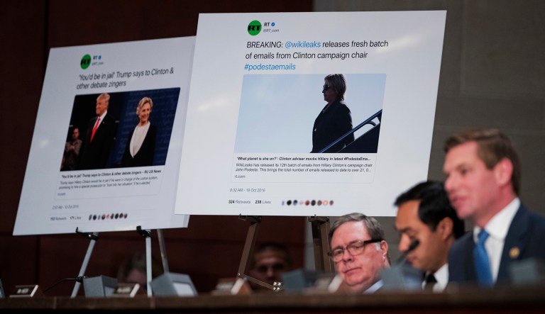 Twitter trends associated with more than 500 Twitter accounts linked to Russian influence efforts on the Internet show a sizeable spike within the last 48 hours, far exceeding any other topic. (AP Photo/Manuel Balce Ceneta)