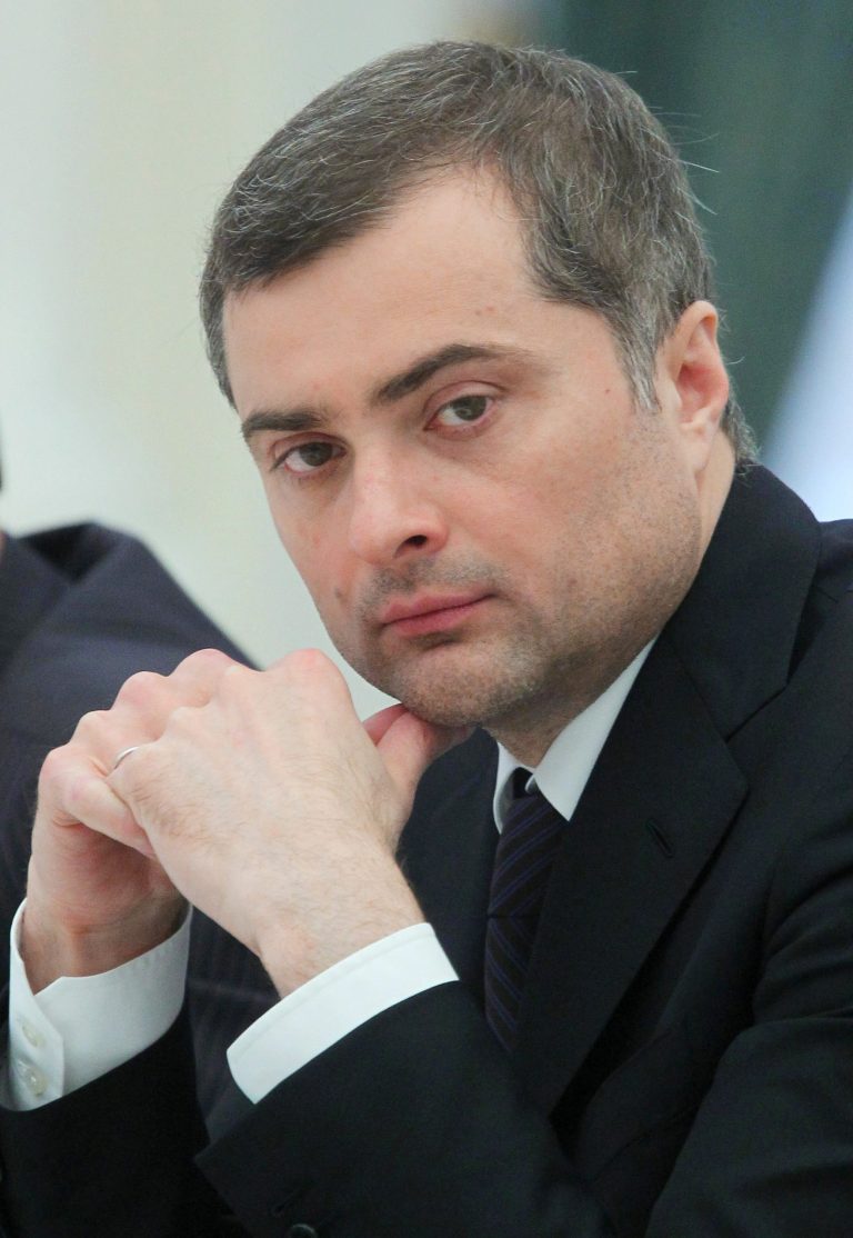 In this Tuesday, May 7, 2013 photo deputy Chief of Kremlin Staff Vladislav Surkov listens at a meeting in Moscow. On Wednesday, May 8, 2013 Russian President Vladimir Putin signed Surkov's resignation. (AP Photo/RIA Novosti Kremlin, Mikhail Klimentyev, Presidential Press Service)