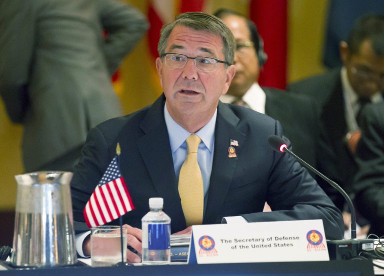 Defense Secretary Ash Carter implied Wednesday that the loss of the Philippines as a U.S. ally would not have a major effect on U.S. strategy in the Asia-Pacific region. (AP Photo/Eugene Tanner)