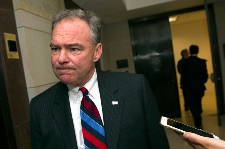 A liberal group ripped into Sen. Tim Kaine moments after his name was announced. (AP Photo/Cliff Owen, File)