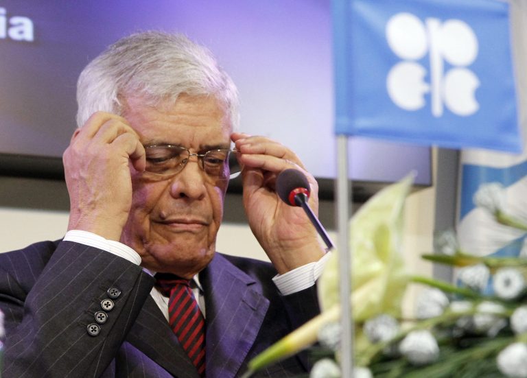   CAPTION CORRECTION, CORRECTS SPELLING OF NAME TO CONFORM TO AP STYLE - Secretary General of OPEC Abdullah Al-Badry of Libya adjusts his glasses during a news conference after a meeting of the Organization of the Petroleum Exporting Countries, OPEC, at their headquarters in Vienna, Austria, Wednesday, Dec. 12, 2012 . (AP Photo/Ronald Zak)  