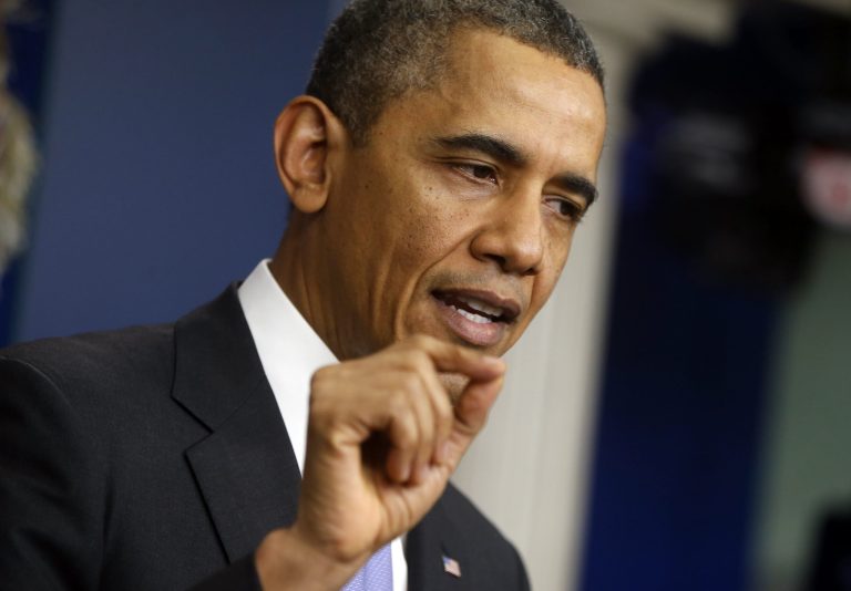 President Barack Obama speaks during his end-of-the-year news conference in the Brady Press Room at the White House in Washington, Friday, Dec. 20, 2013. Obama is scheduled to depart later on Friday for his home state of Hawaii for his annual Christmas vacation trip. (AP Photo/Charles Dharapak)