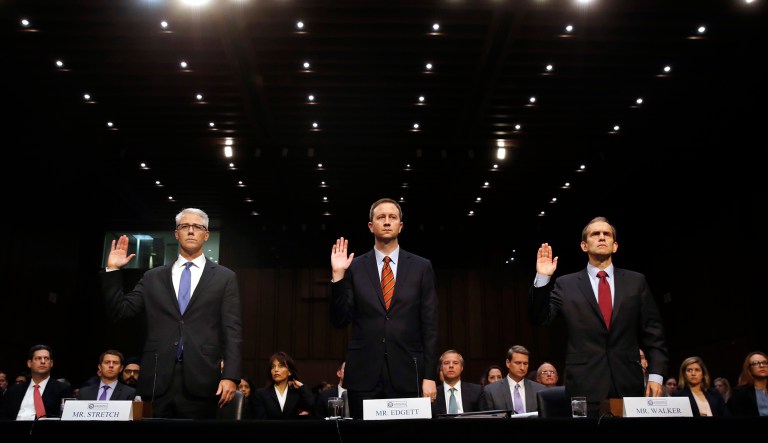 In a hearing with representatives of Facebook, Google, and Twitter, Senate Intelligence Committee Chairman showed that Russia was trying to orchestrate a sort of fight club in Texas. (AP Photo/Jacquelyn Martin)