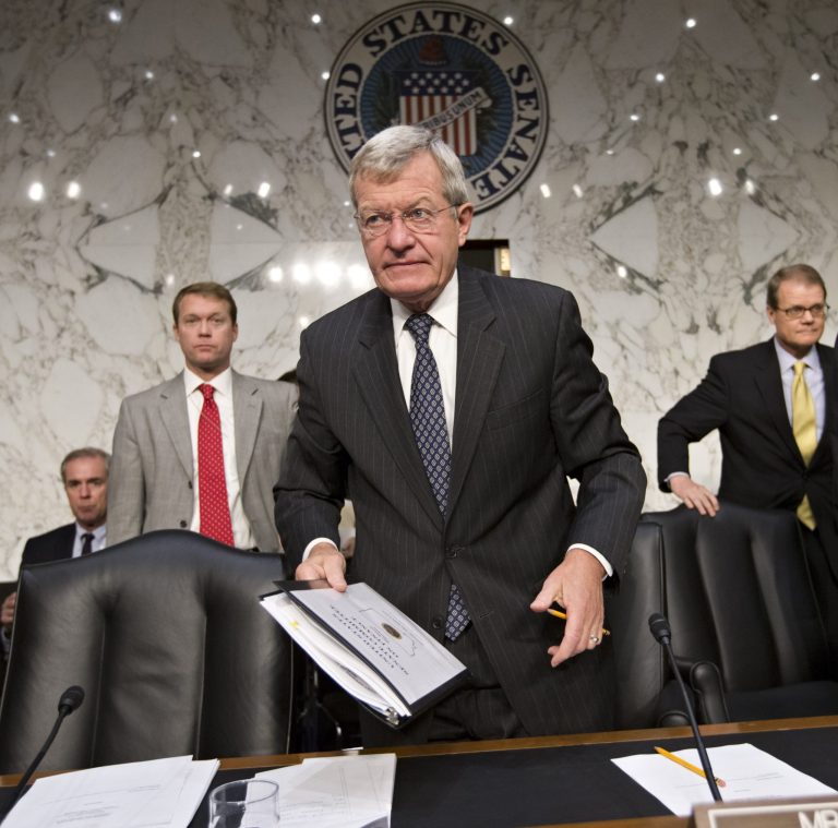 FILE--In this Oct. 10, 2013 file photo, Senate Finance Committee Chairman Max Baucus, D-Mont., arrives to hold a hearing with Treasury Secretary Jacob Lew on Capitol Hill in Washington. Democratic officials say President Barack Obama intends to nominate Montana Sen. Max Baucus as ambassador to China. (AP Photo/J. Scott Applewhite, FIle)