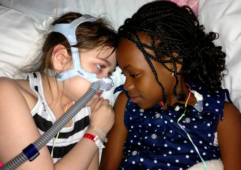 Sarah Murnaghan, left, was receiving her new lungs Wednesday at Children's Hospital of Philadelphia, a family spokeswoman said. (AP Photo/Murnaghan Family, File)