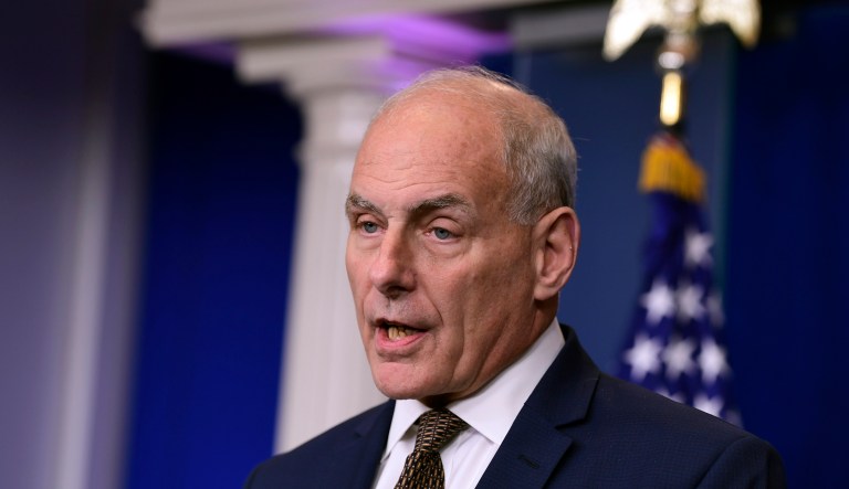 After Caitlan Coleman and Joshua Boyle were rescued from captivity on Wednesday, John Kelly praised Pakistani officials during his press briefing on Thursday. (AP Photo/Susan Walsh)
