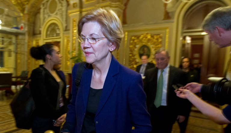 Sen. Elizabeth Warren, D-Mass., acknowledges that she can't stop a legislative package that would remove or limit many financial regulations, especially ones that apply to community banks and regional banks. But she is criticizing fellow Democrats, particularly those in red states, for supporting the bill. ( AP Photo/Jose Luis Magana)