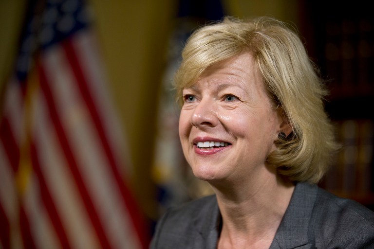 Sen. Tammy Baldwin, D-Wis., rejected arguments that Democrats are delaying President Trump's Cabinet nominees for political reasons. (AP Photo/Alex Brandon)