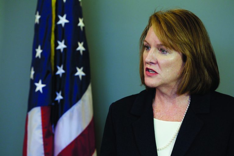 U.S. Attorney Jenny Durkan talks to reporters Wednesday, Oct. 24, 2012, in Seattle, after Algerian terrorist Ahmed Ressam was sentenced to 37 years in prison for plotting to bomb Los Angeles International Airport around the turn of the new millennium. (AP Photo/Ted S. Warren)