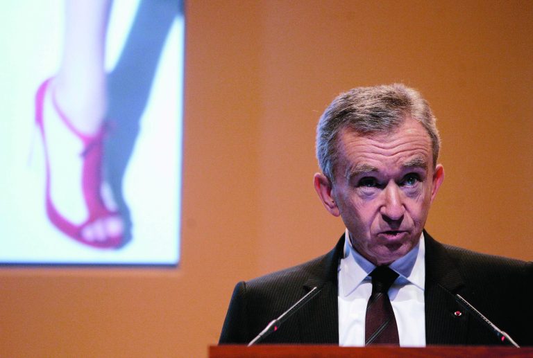 FILE - In this Feb. 5, 2009 file photo, Bernard Arnault. Chairman and CEO of LVMH Moet Hennessy Louis Vuitton, the Paris-based luxury goods empire, presents the group's 2008 results in Paris. La Libre Belgique newspaper reported Saturday Sept.8, 2012 that Arnault's citizenship application was confirmed by the head of Belgium's naturalization office. French media drew a connection to French President Francois Hollande's plan to raise the tax rate on France's highest earners to 75 percent. (AP Photo/Michel Euler, File)